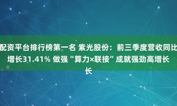 配资平台排行榜第一名 紫光股份：前三季度营收同比增长31.41% 做强“算力×联接”成就强劲高增长
