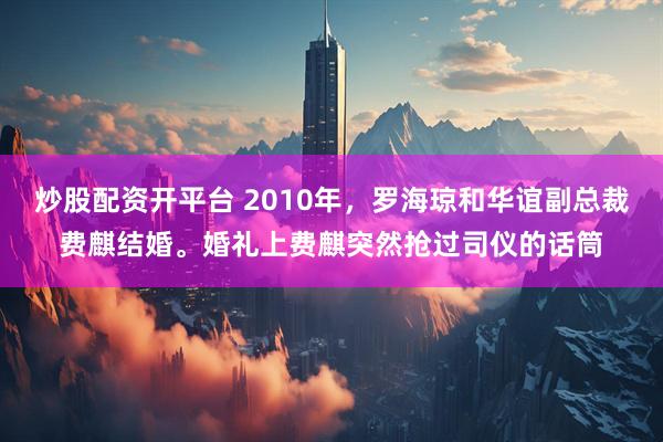 炒股配资开平台 2010年，罗海琼和华谊副总裁费麒结婚。婚礼上费麒突然抢过司仪的话筒